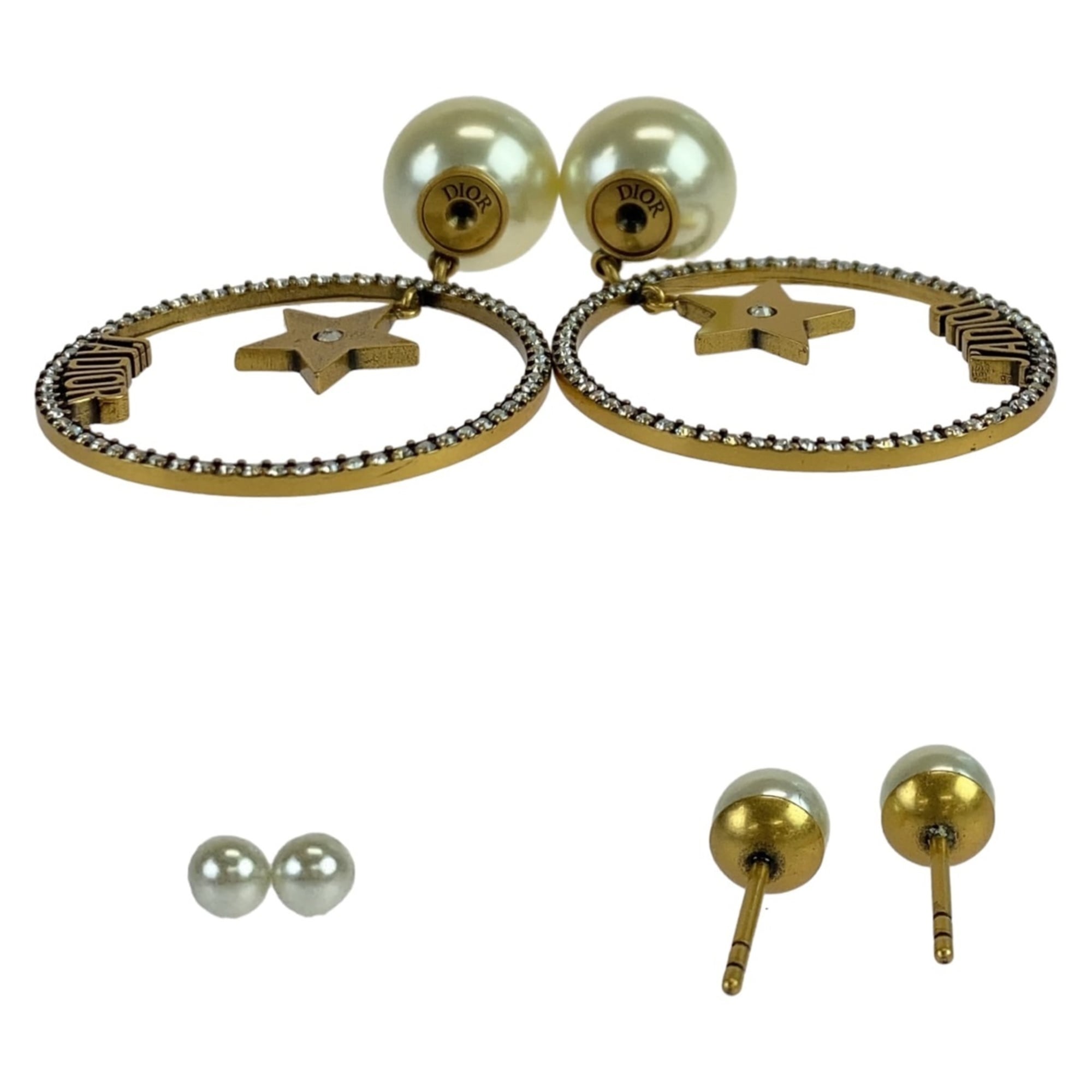 Christian Dior Dior JA DIOR Gold Faux Pearl Metal Earrings for Women
