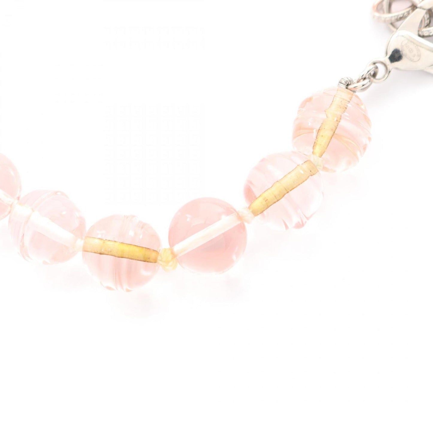 Chanel Coco Mark Necklace, Stainless Steel, Plastic, and Rhinestones, Women's, Silver, Pink, Clear