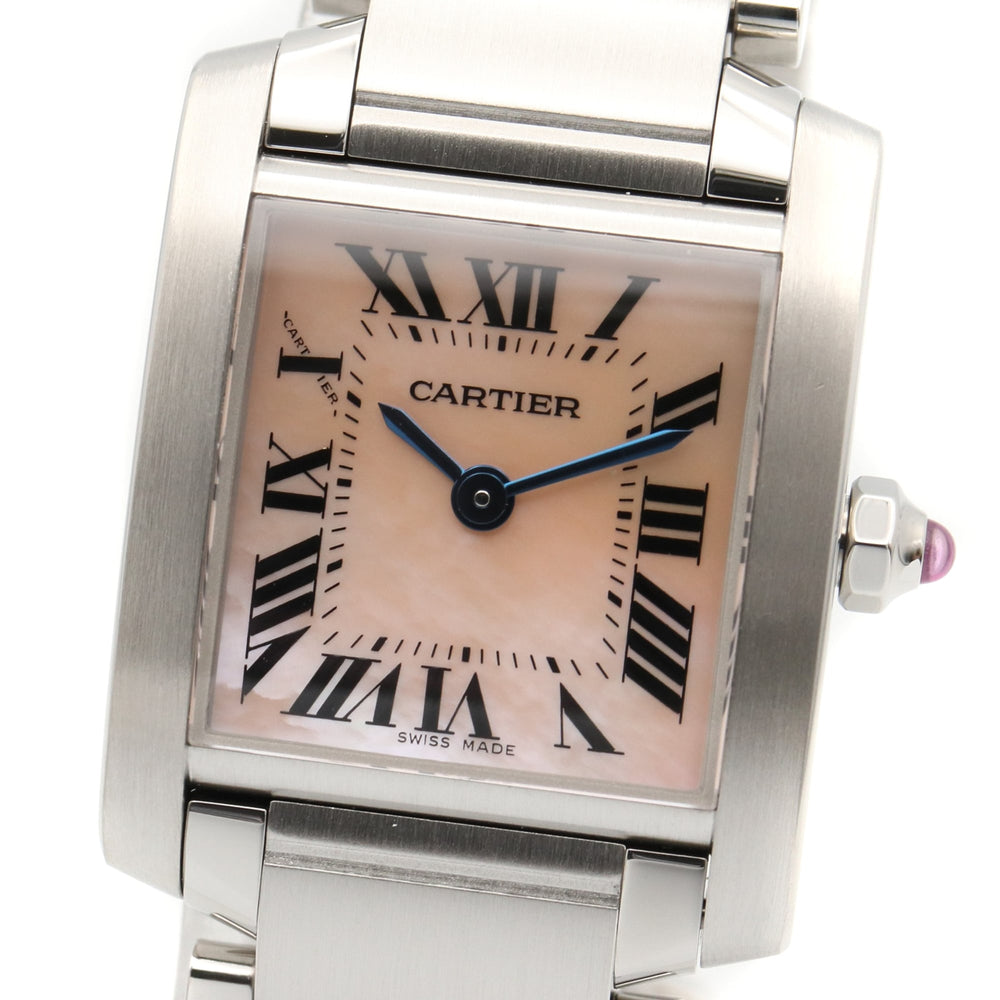 Cartier Tank Française SM Watch, Stainless Steel, Ladies, Pink/Pink Shell, W51028Q3 — Very Good