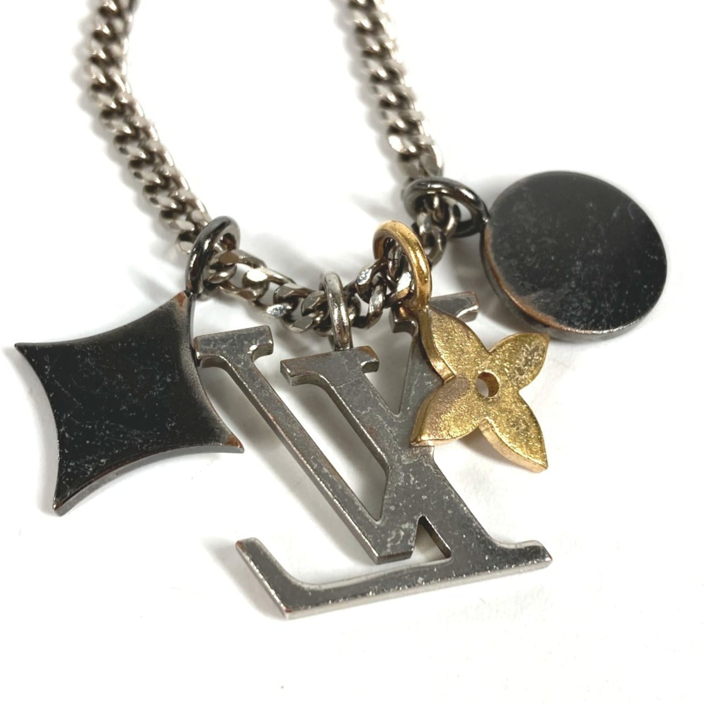 LOUIS VUITTON M00522 LV Instinct Strass Chain Necklace, Rhinestone Metal, Silver, Men's and Women's