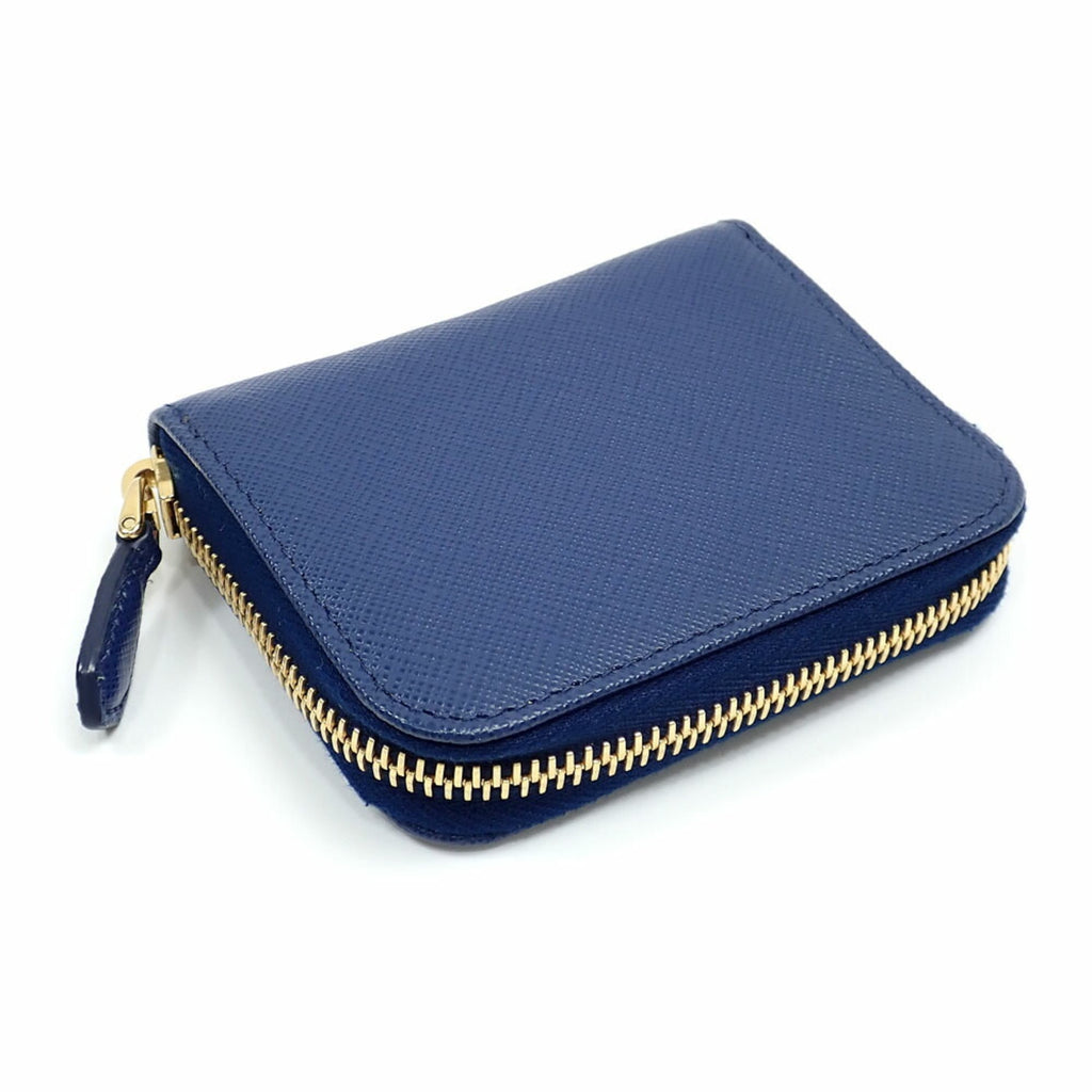 Prada Women's Blue Leather Coin Case 1MM268 Round