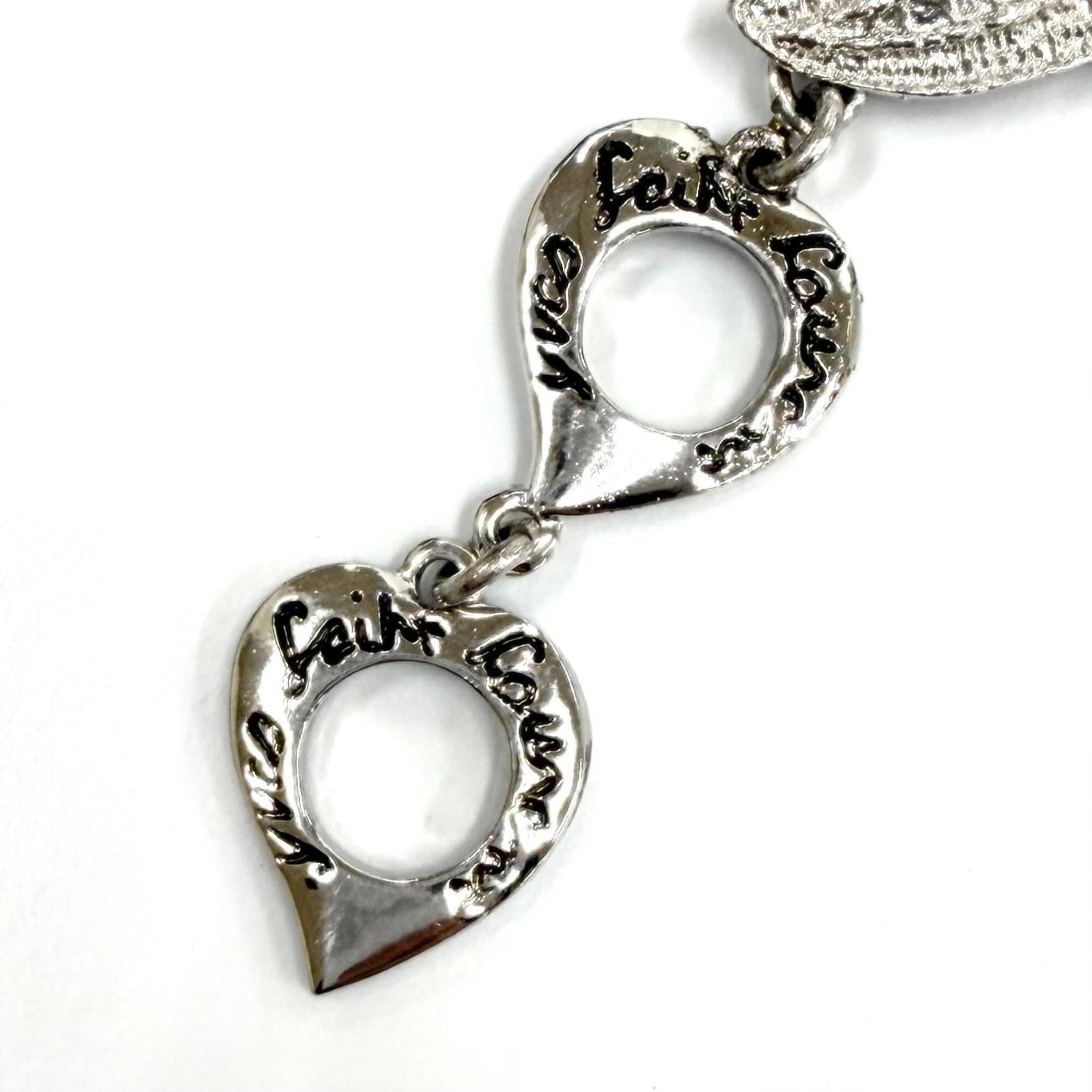 YVES SAINT LAURENT Rhodium-plated Heart Toggle Bracelet, Silver, Women's Accessory — Like New