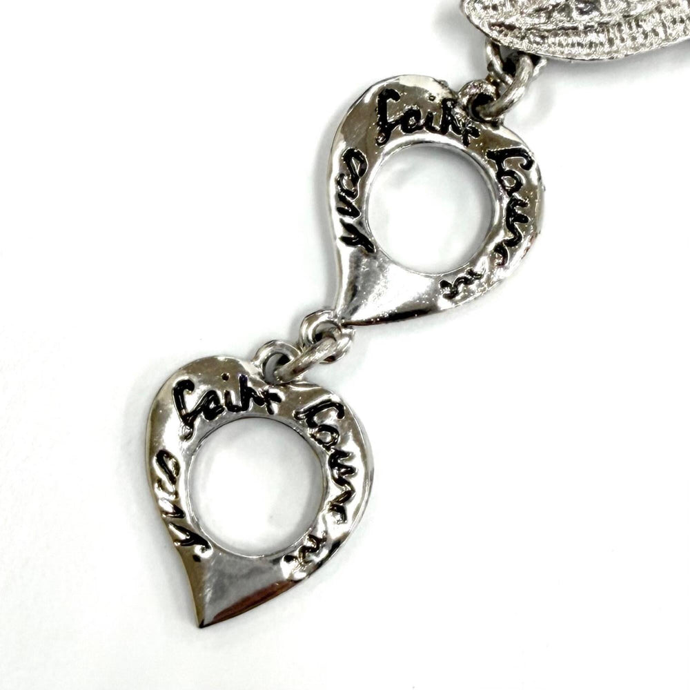YVES SAINT LAURENT Rhodium-plated Heart Toggle Bracelet, Silver, Women's Accessory — Like New