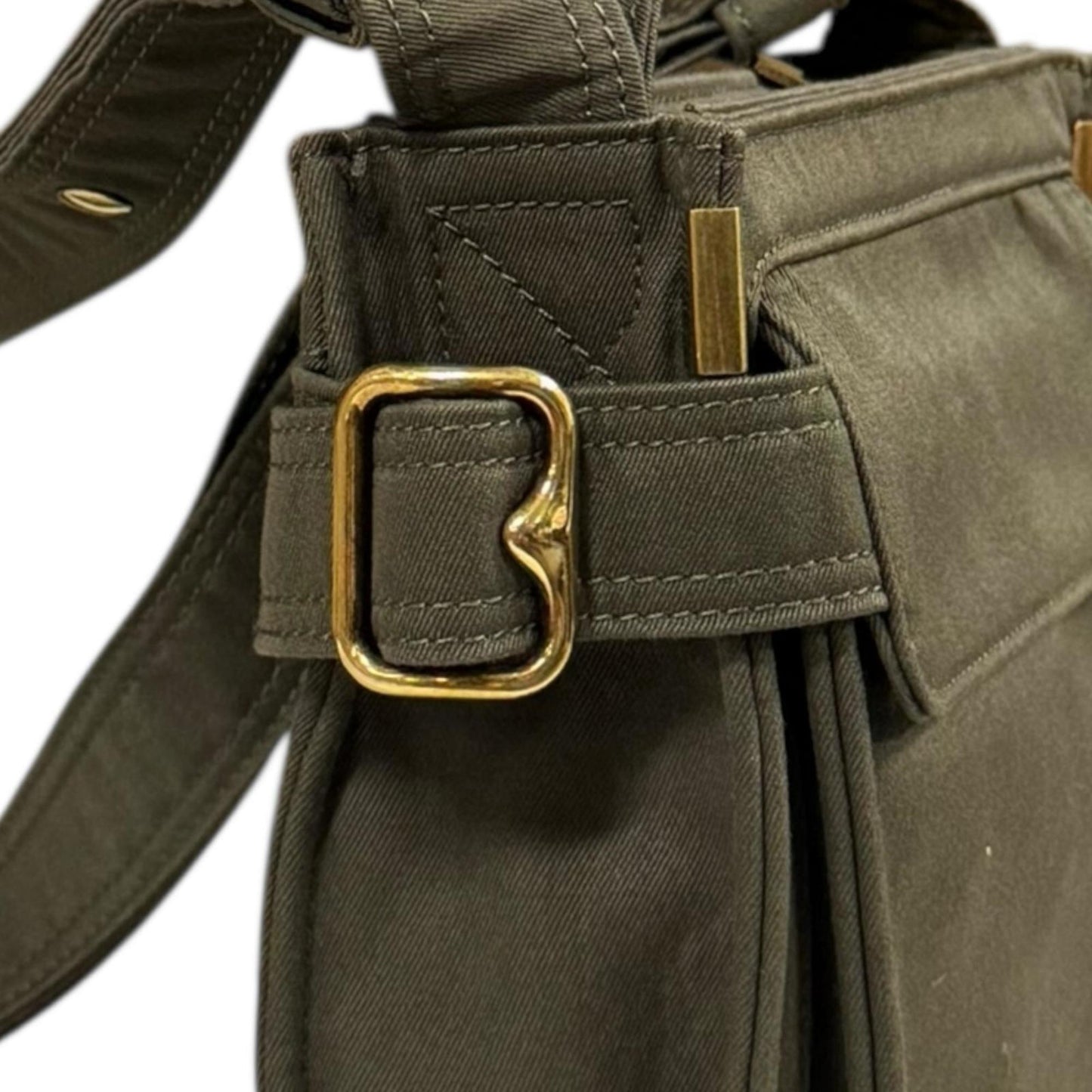 Burberry Mini Trench Tote Shoulder Bag Cotton Canvas 8092089 Green Unisex BURBERRY