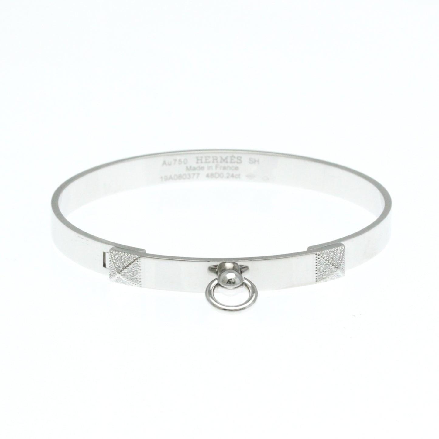 Hermes Collier De Chien Bracelet, Small Model White Gold (18K) Diamond Bangle Carat/0.24 Silver