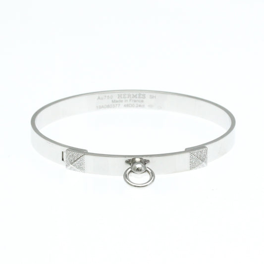 Hermes Collier De Chien Bracelet, Small Model White Gold (18K) Diamond Bangle Carat/0.24 Silver