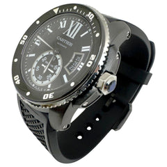 CARTIER Calibre de Cartier Carbon Diver Date WSCA0006 Watch, Stainless Steel, Rubber Strap, Automatic, Black, Men's — Very Good