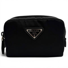 PRADA 1ND339 Micro Re-Nylon Pouch Small Triangle Logo Makeup Black Made in Italy Women's — Like New