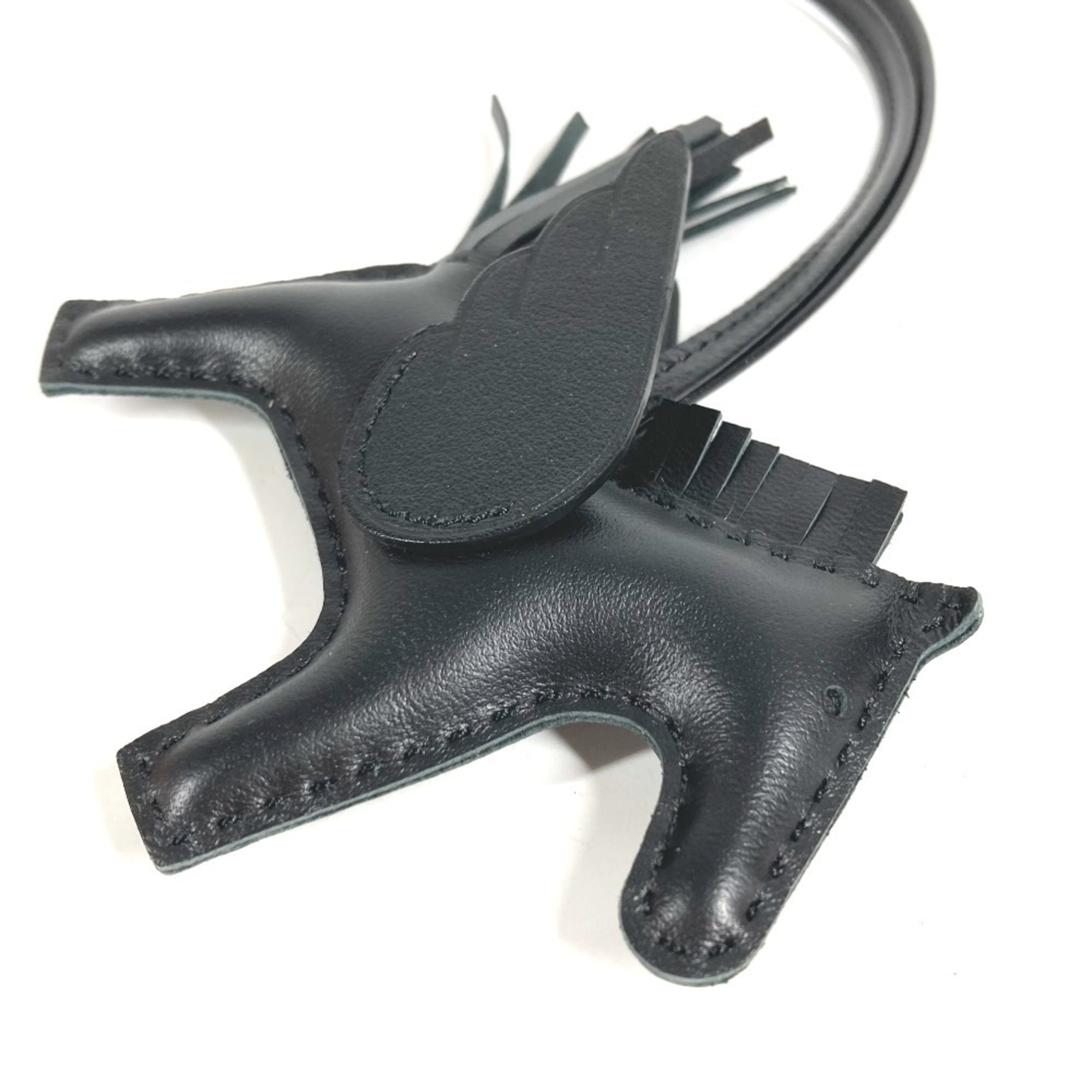 HERMES Hermes Horse Keychain Cheval Rodeo Pegasus PM Accessory Bag Charm So Black All Agneau Milo Men's Women's Like New — Like New