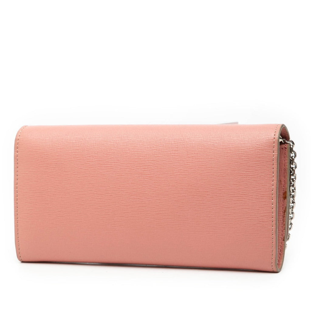 Fendi Bugs Monster Chain Wallet 8M0365 Pink Red Beige Leather Women's FENDI