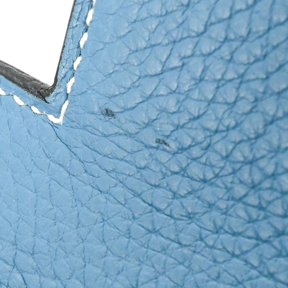 HERMES Kelly 28 Handbag Tote Bag, Taurillon Clemence Leather, Women's, Blue Jean — Like New