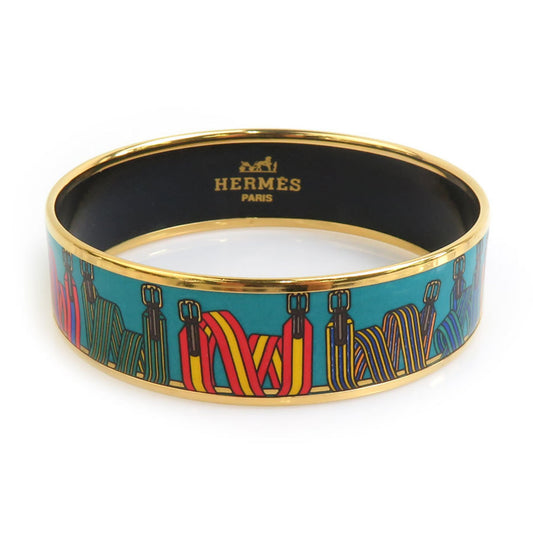 Hermes Hermès bangle bracelet in enamel, metal, gold, blue, and multicolor, women's, e60863g