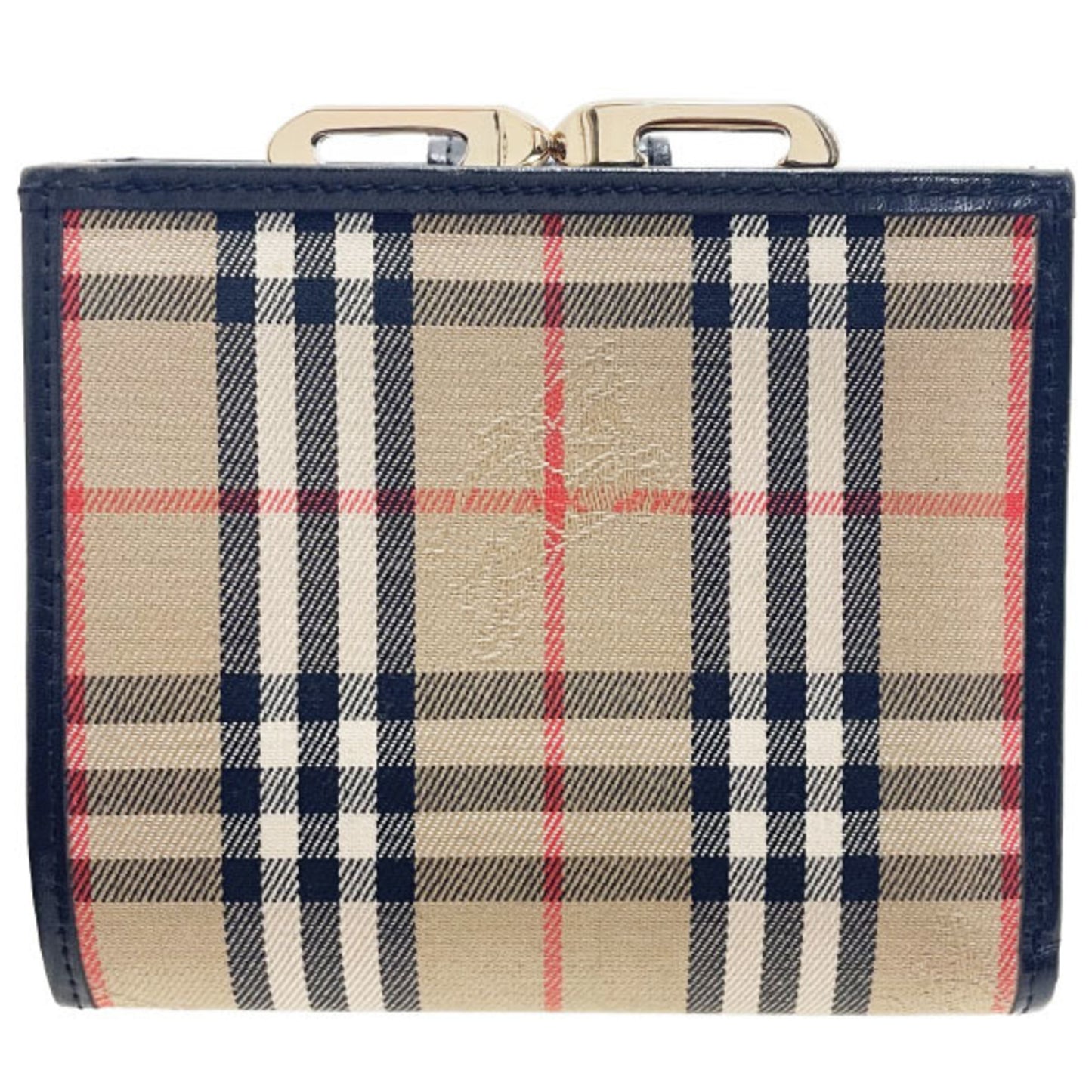 Burberry Wallet Check Canvas Leather Beige Black BURBERRY Burberrys' Burberrys Bi-fold Women's HWH-14735