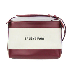 Balenciaga Navy Crossbody Bag 639497 Men,Women Canvas,Leather Shoulder Bag Off-white,Wine — Like New