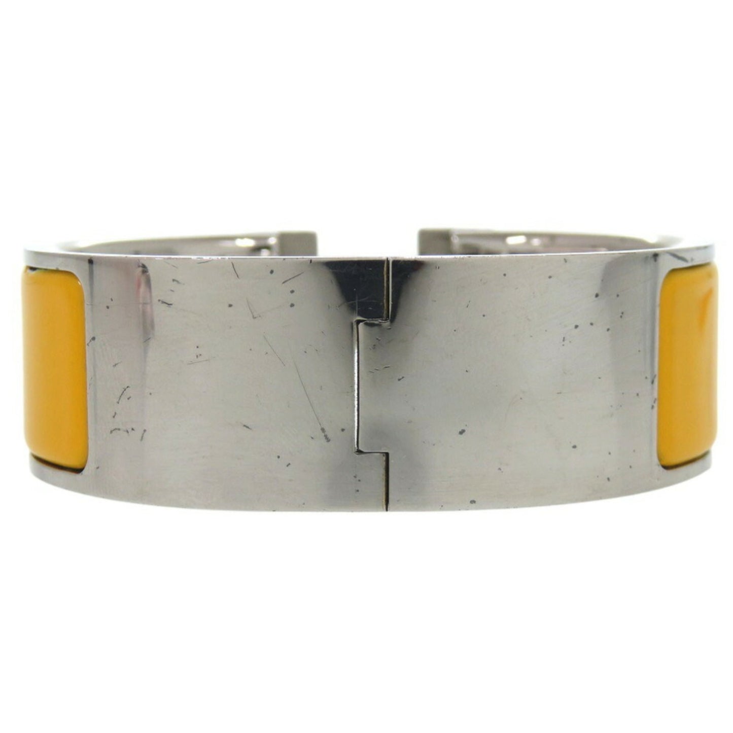 Hermes Click Crack H GM Bracelet Metal Enamel Yellow F Stamp 1200HERMES