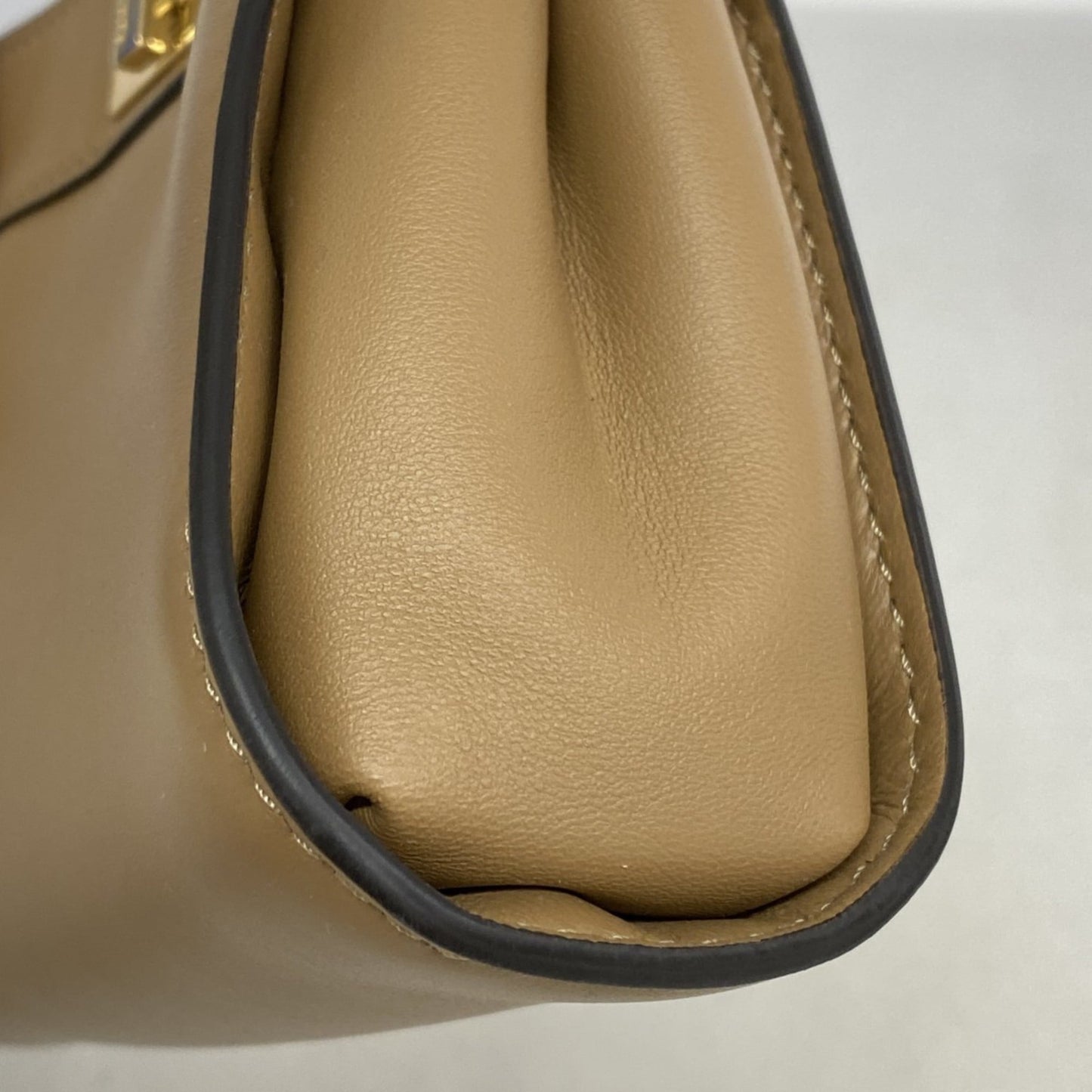 Fendi Nano Peekaboo Leather Handbag, Beige, Women's