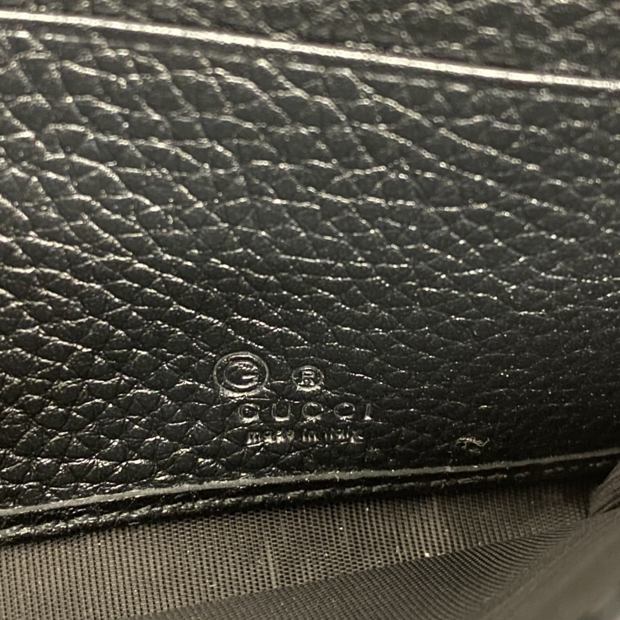 Gucci Interlocking G Long Wallet 598206 Leather Black Champagne Women's