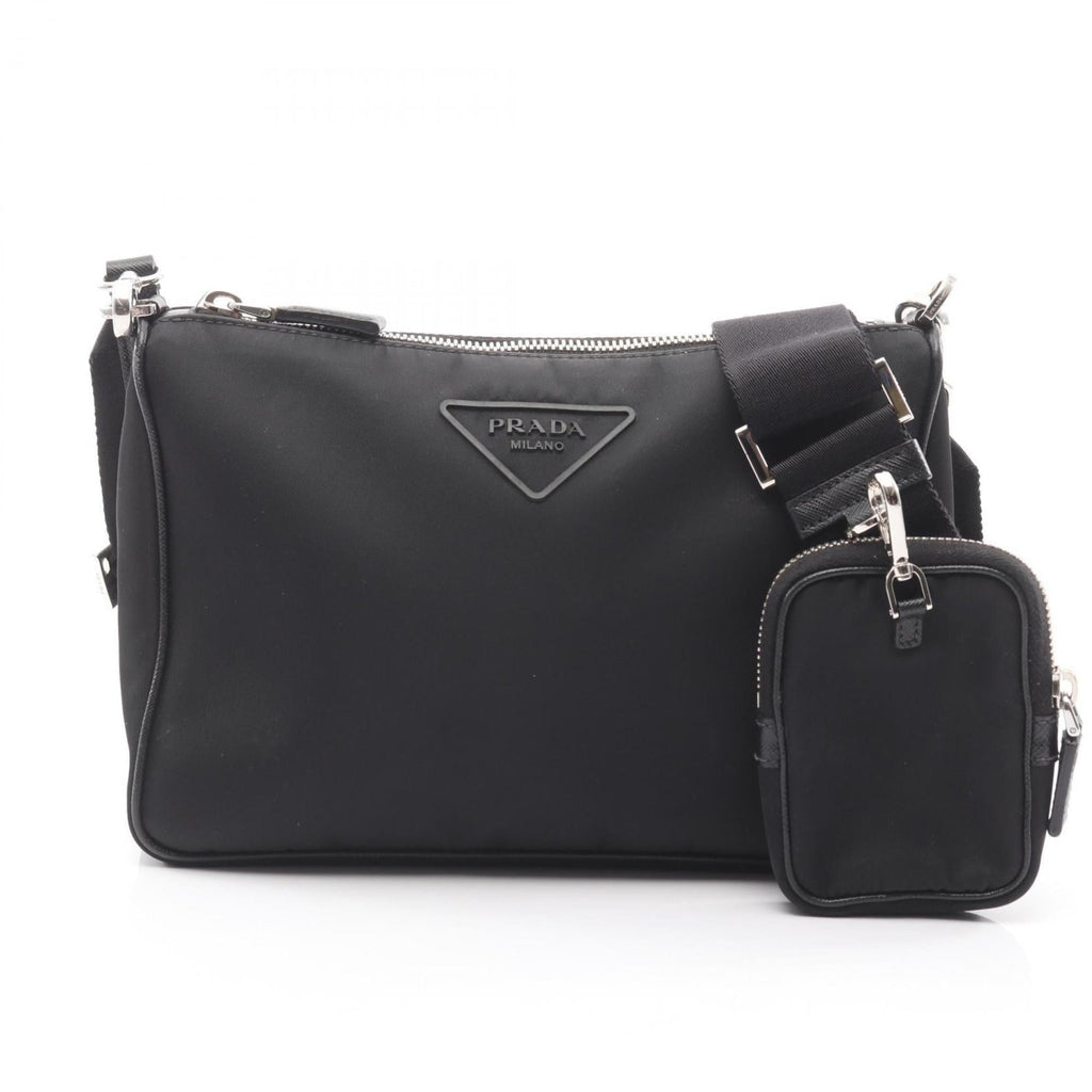 Prada Shoulder Bag in Nylon and Saffiano Leather, Black, for Men Women, 2VH113