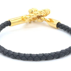 Hermes Glenan Godronne Bracelet H100127 Black Veau Swift Leather Women's HERMES — Like New
