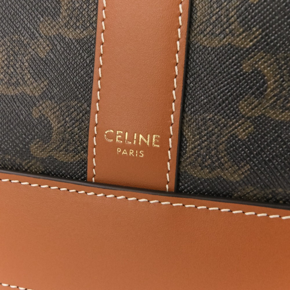 CELINE Celine Medium Cabas Triomphe Canvas Leather Tote Bag Shoulder Brown Black Women's — Like New