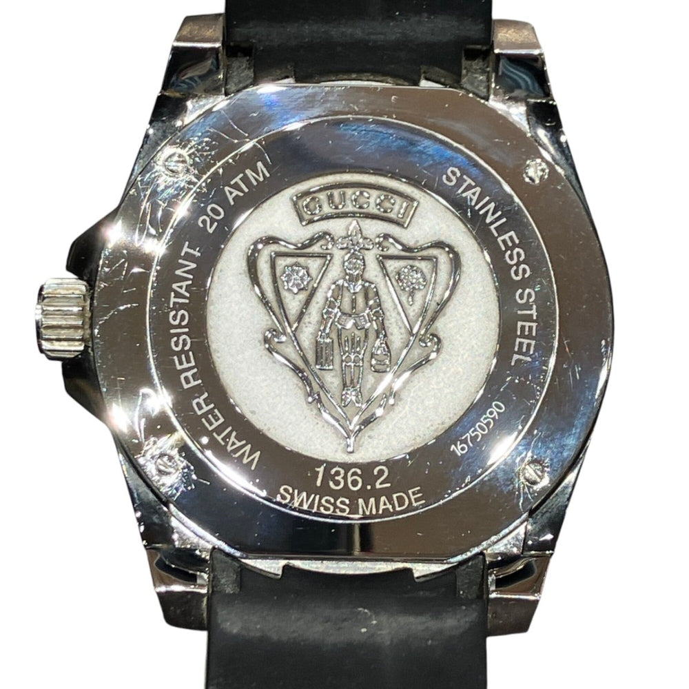 Gucci GUCCI watch, total weight 138.6g, stainless steel, rubber strap, quartz movement, black dial, 136.2 YA136204B — Good