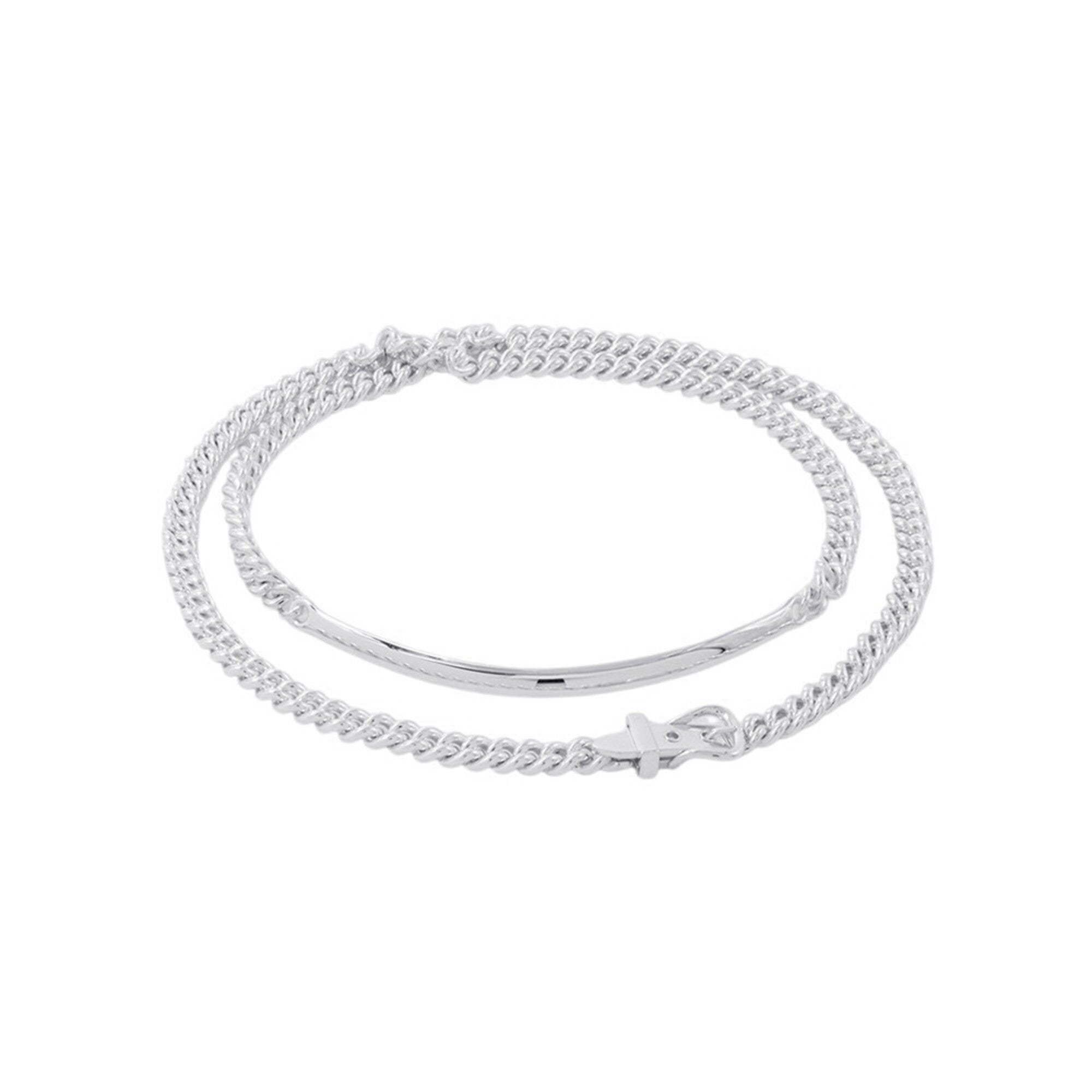 Hermes Boucles Sellier Inflexible Necklace, SV925 Silver, Size PM 42 — Like New