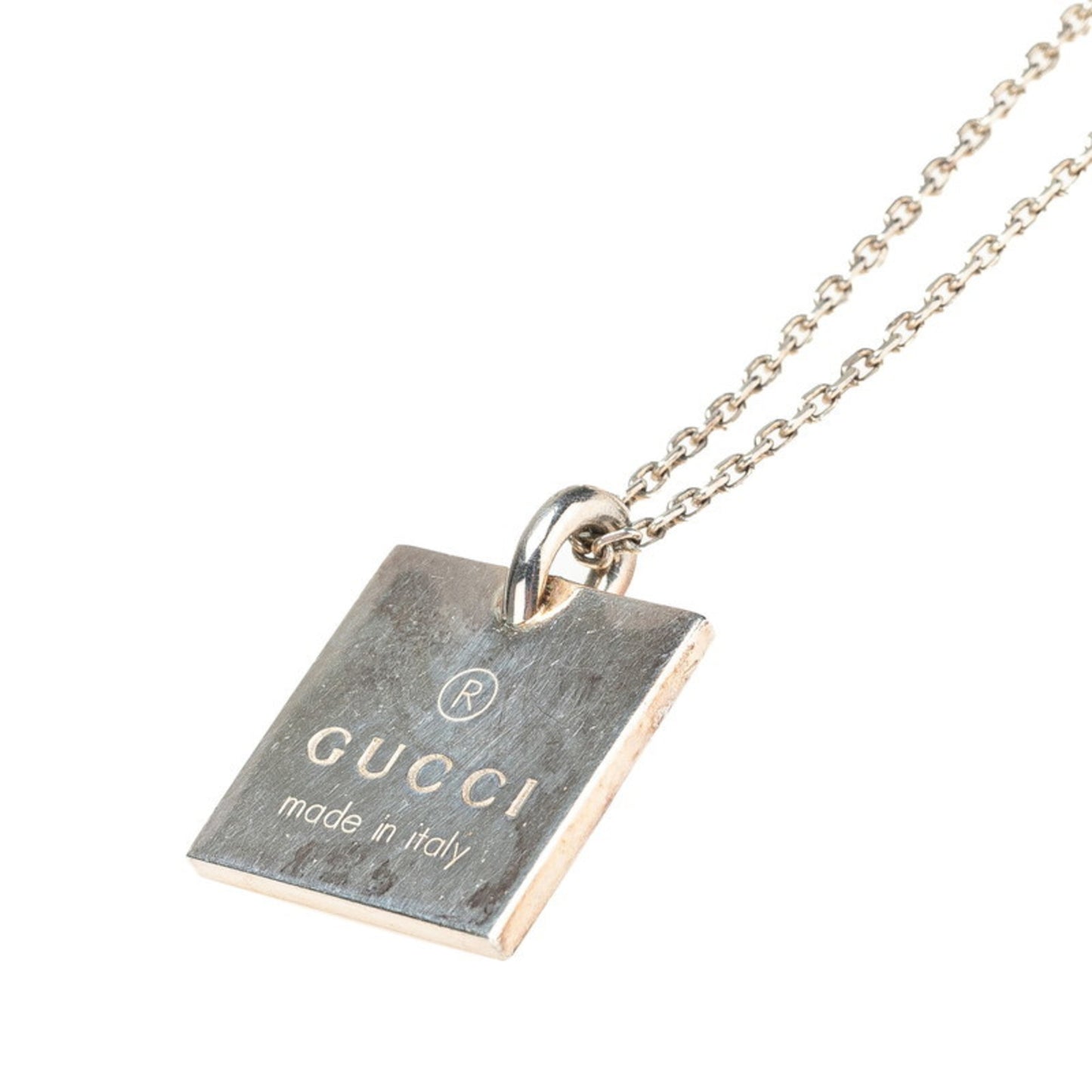 Gucci Square Plate Chain Pendant Necklace 223869 SV925 Silver Women's GUCCI