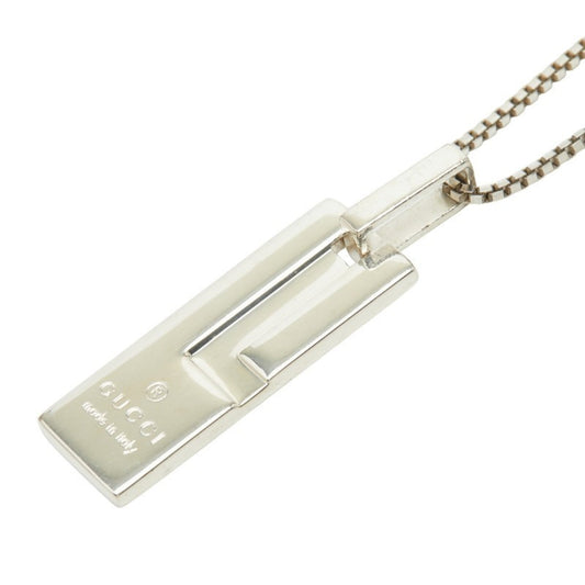 Gucci logo plate necklace in SV925 silver for women.