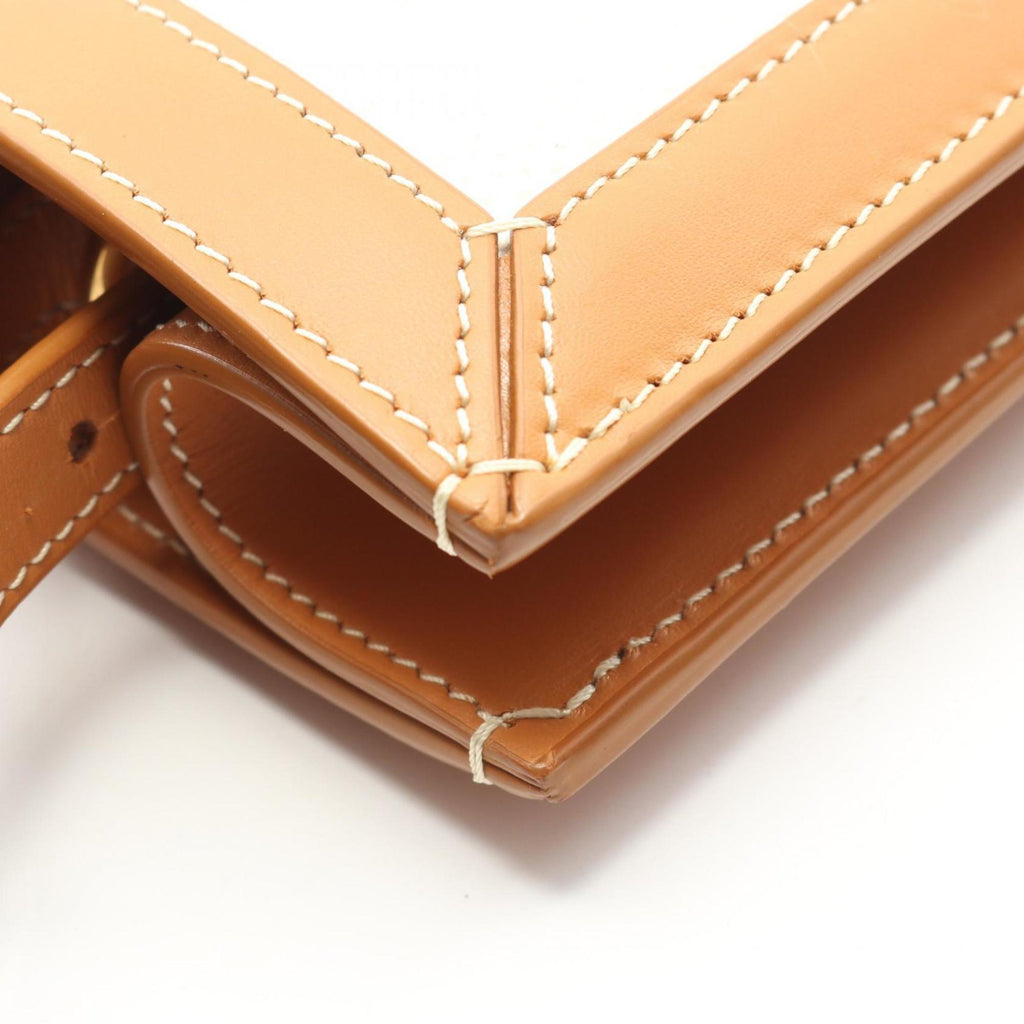 Celine Small Vertical Cabas Tote Bag in Canvas and Leather, Women's, White/Brown, 192082BNZ