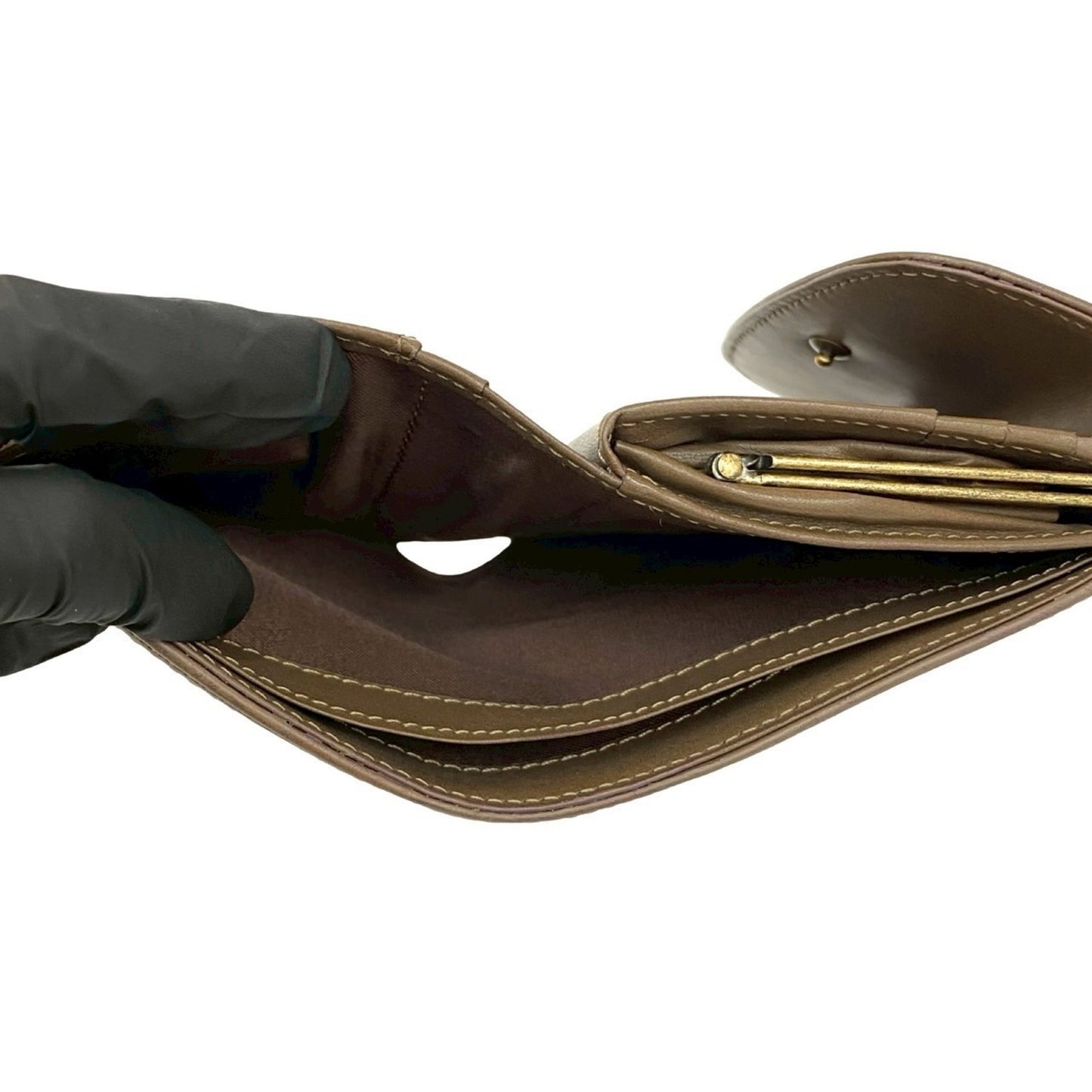 BURBERRY Blue Label Nova Check Shadow Horse Logo Clasp Closure Canvas and Leather Tri-Fold Wallet in Greige (39335)