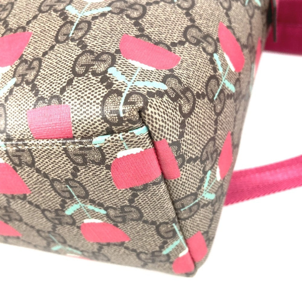 GUCCI 782708 Kim Seung-yeon GG Supreme Logo Flower Tulip Bag Backpack Rucksack Canvas Kids Beige Like New — Like New