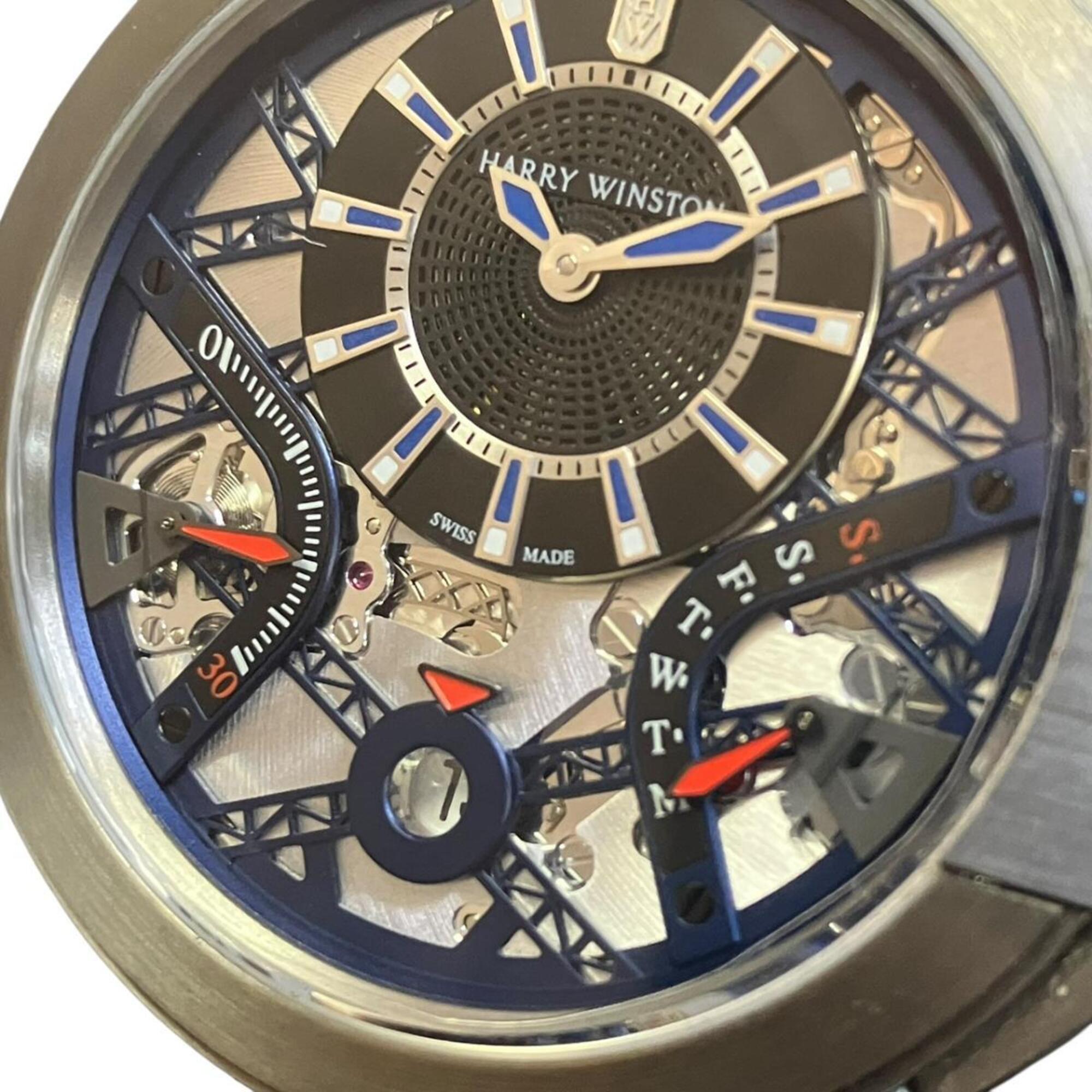 Harry Winston Ocean Project Z10, Limited Edition of 300 Pieces Worldwide, Total Weight 99.8g, Genuine Leather Strap, Automatic Movement, Silver Dial, OCEABI42ZZ001 — Very Good