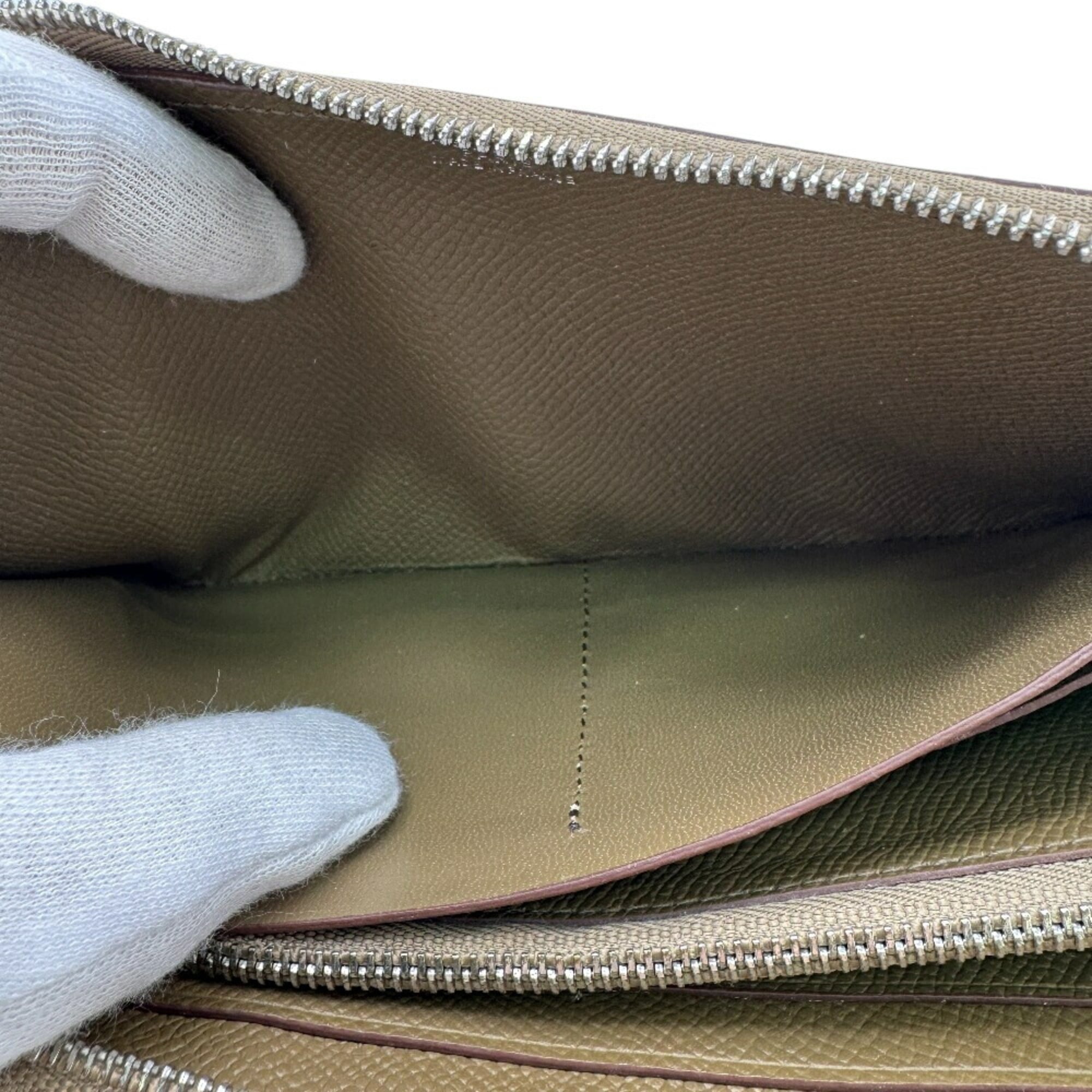 HERMES Round Zip Evelyne Long Wallet Brown Women's