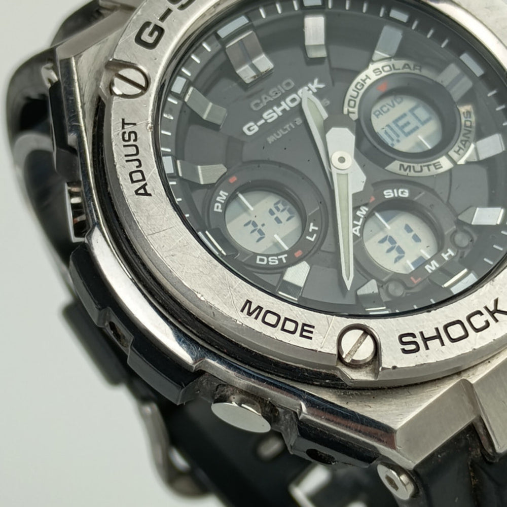 CASIO Casio Watch Mid Size Series GST-W310-1AJF Silver Black Stainless Steel Resin Men's Analog Digital Solar Radio — Good