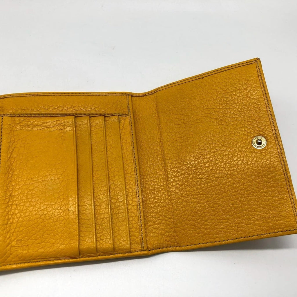 FENDI Zucchino Tri-fold Wallet, Canvas and Leather, Yellow, for Men Women