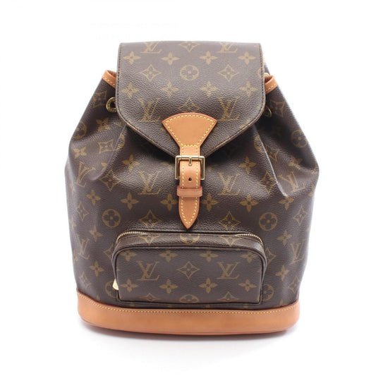 Louis Vuitton Montsouris MM Backpack, Coated Canvas and Leather, Monogram, Women's, Brown, M51136