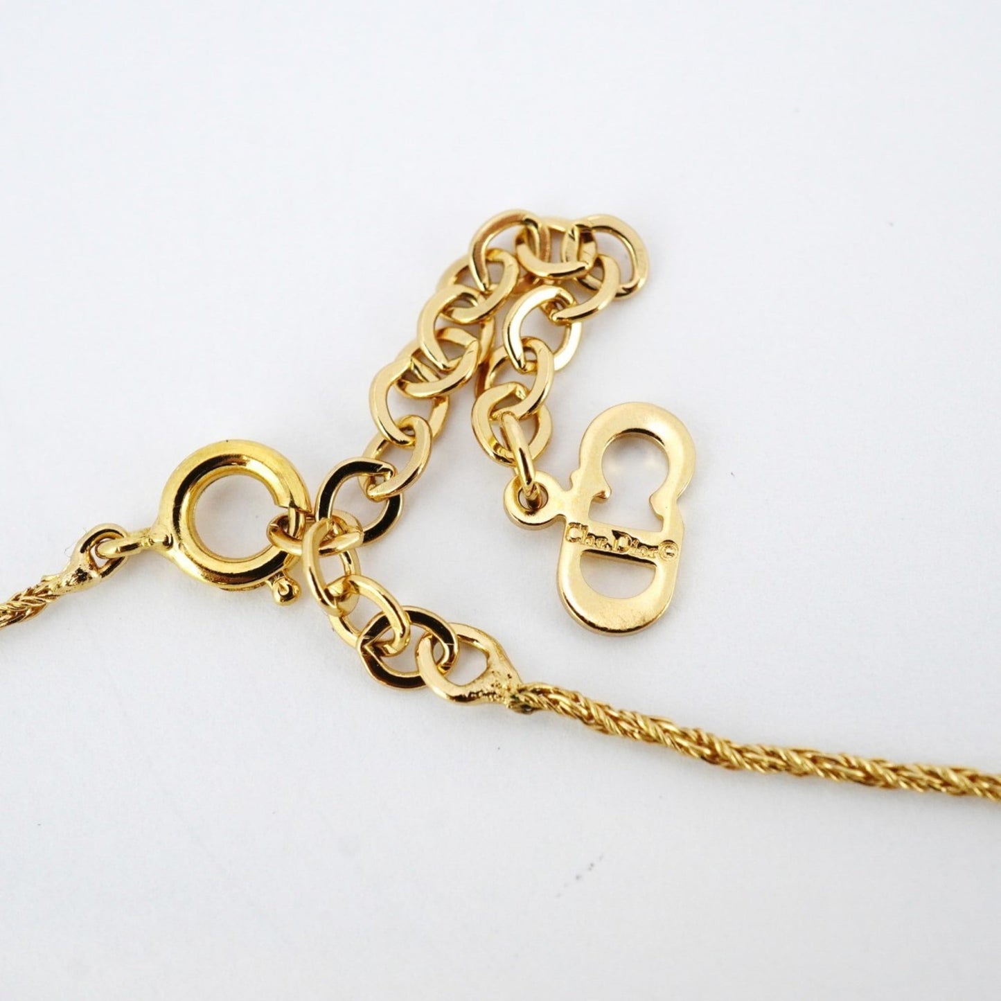 Christian Dior necklace with GP plating and rhinestones, gold, for women