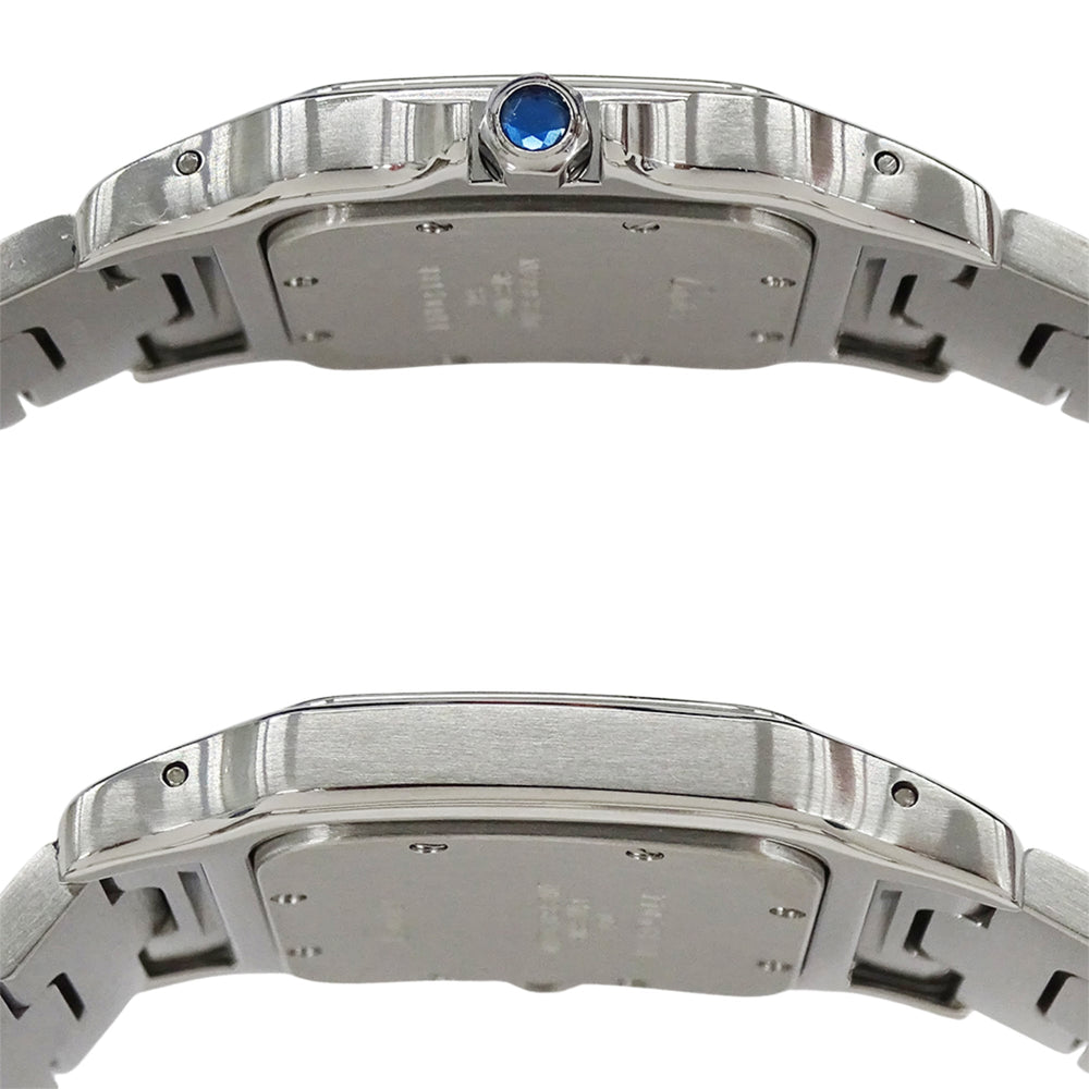 Cartier men's watch, Santos Galbee LM, date, quartz movement, stainless steel (SS), W20018D6, silver/ivory, polished — Good