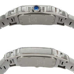 Cartier men's watch, Santos Galbee LM, date, quartz movement, stainless steel (SS), W20018D6, silver/ivory, polished — Good