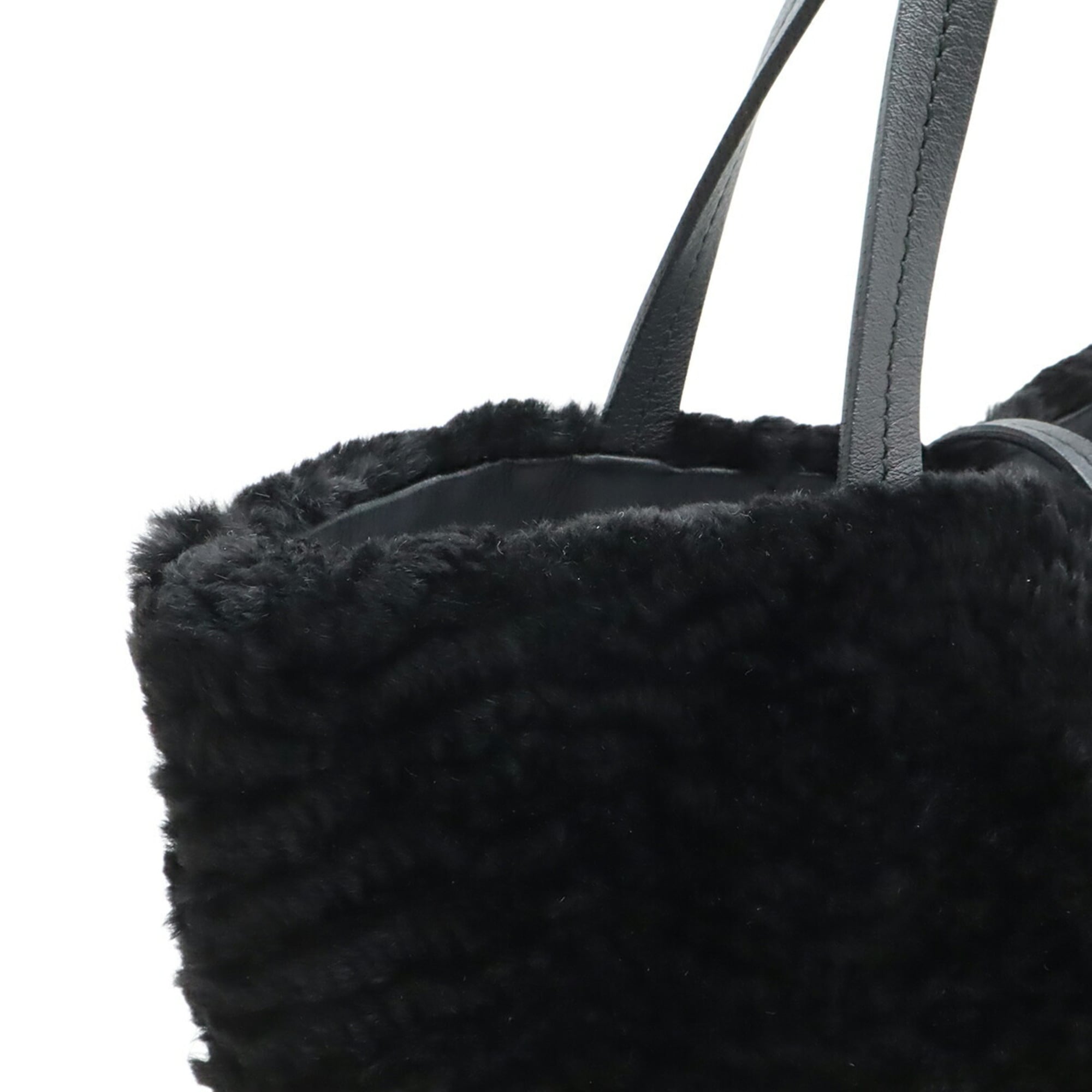 Salvatore Ferragamo Gancini handbag tote bag in black with fur FJ-21 D415