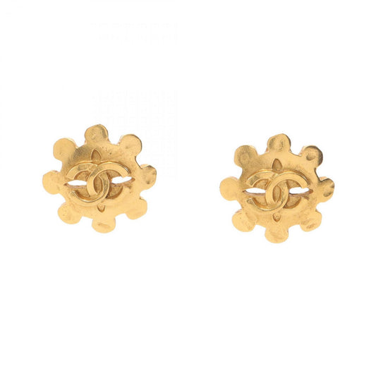 CHANEL Coco Mark Earrings, Gold Plated, Women's