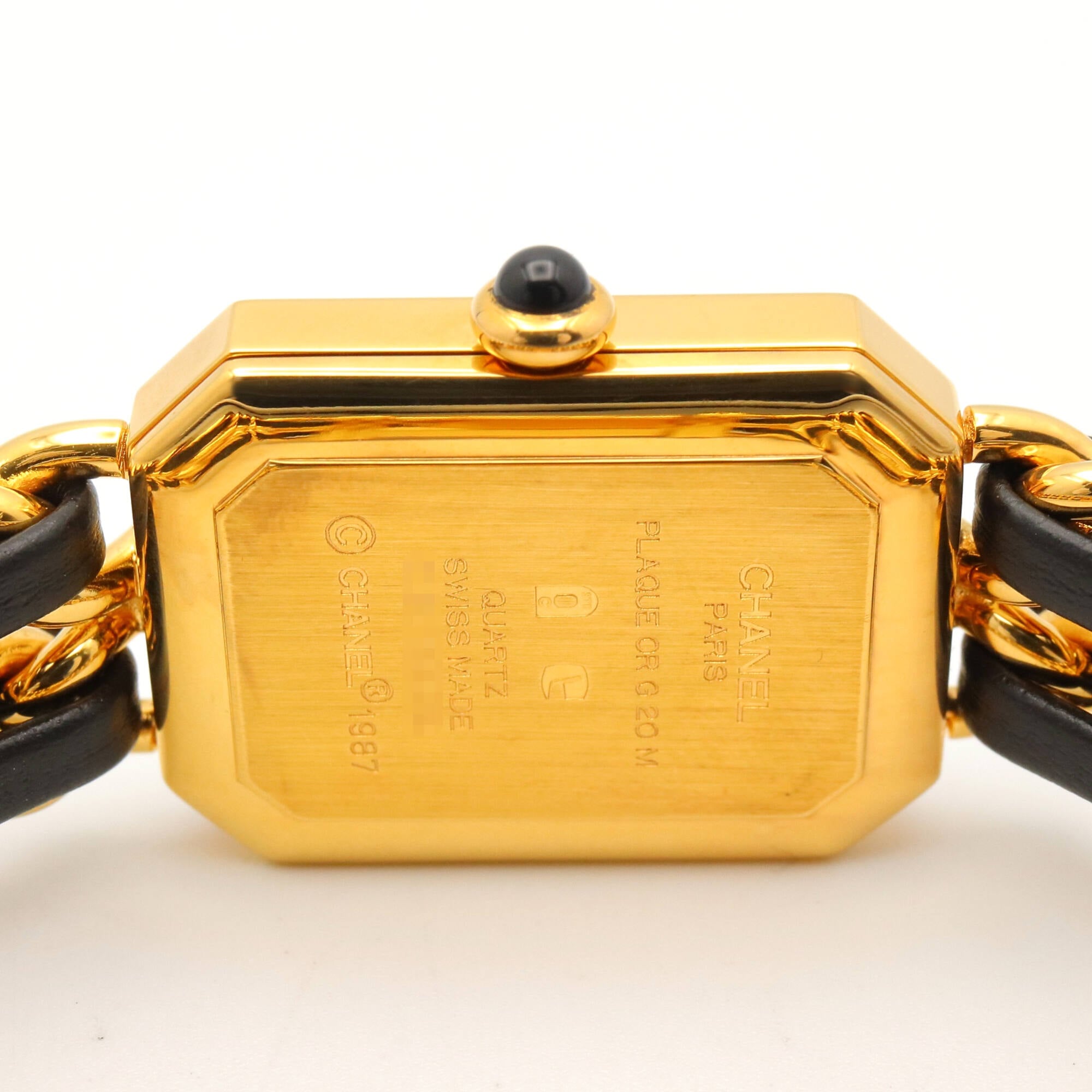 Chanel CHANEL Première S Watch, Gold Plated (GP), Leather Strap, Women's, Black, H0001 — Very Good