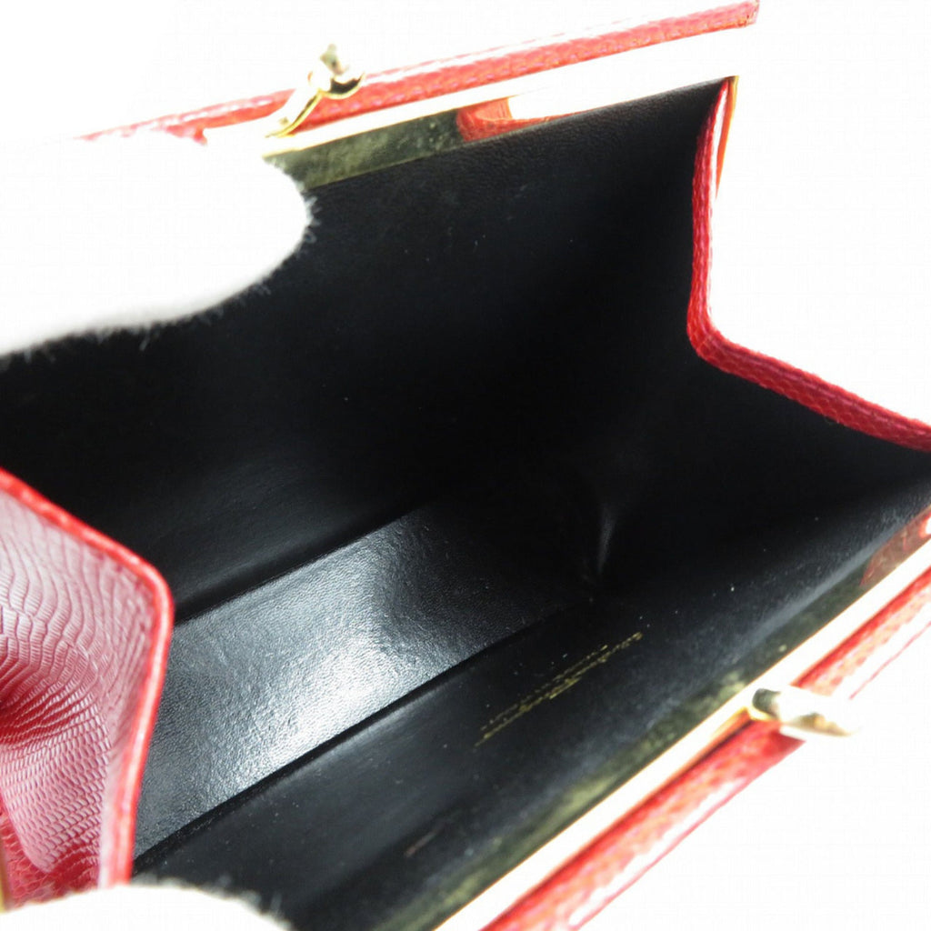 Excellent condition Salvatore Ferragamo Vara Ribbon embossed lizard red shoulder bag 223354 with gold chain. Item number 0018. Ferragamo.