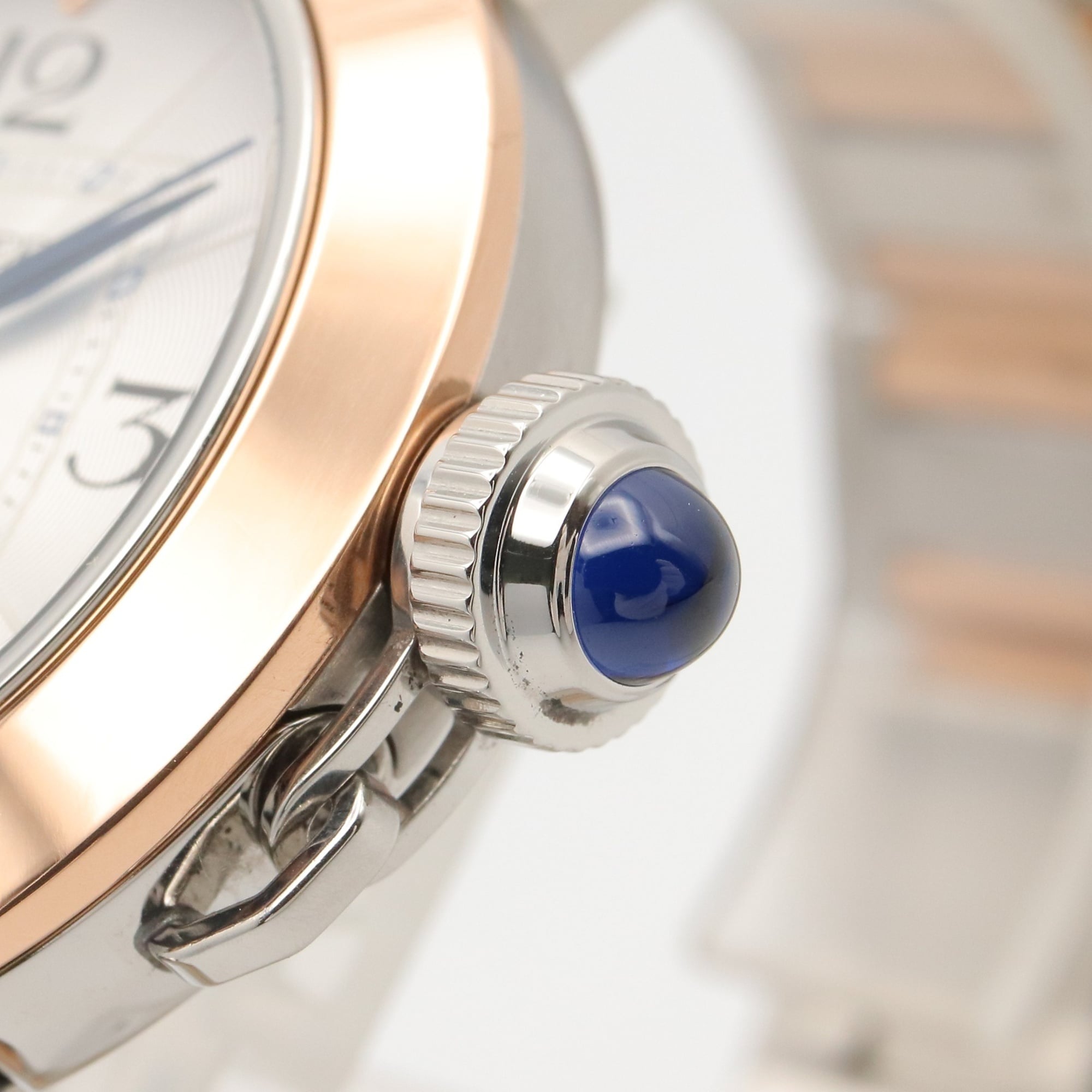 Cartier Pasha de watch, 18K pink gold (PG) stainless steel, boys' size, silver tone, W2PA0008 — Very Good