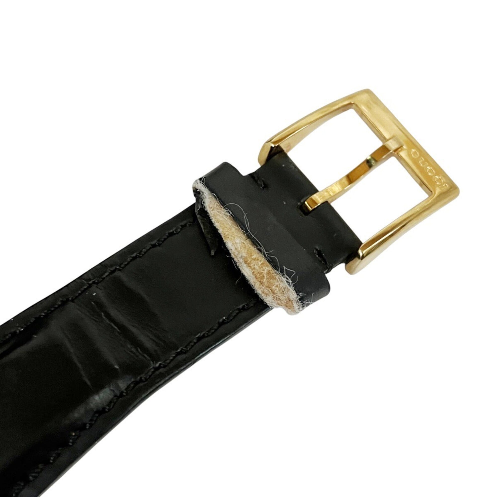 Gucci Interlocking Watch, Total Weight 41.2g, Stainless Steel, Genuine Leather Strap, Quartz Movement, Black Dial, 133.3 — Good