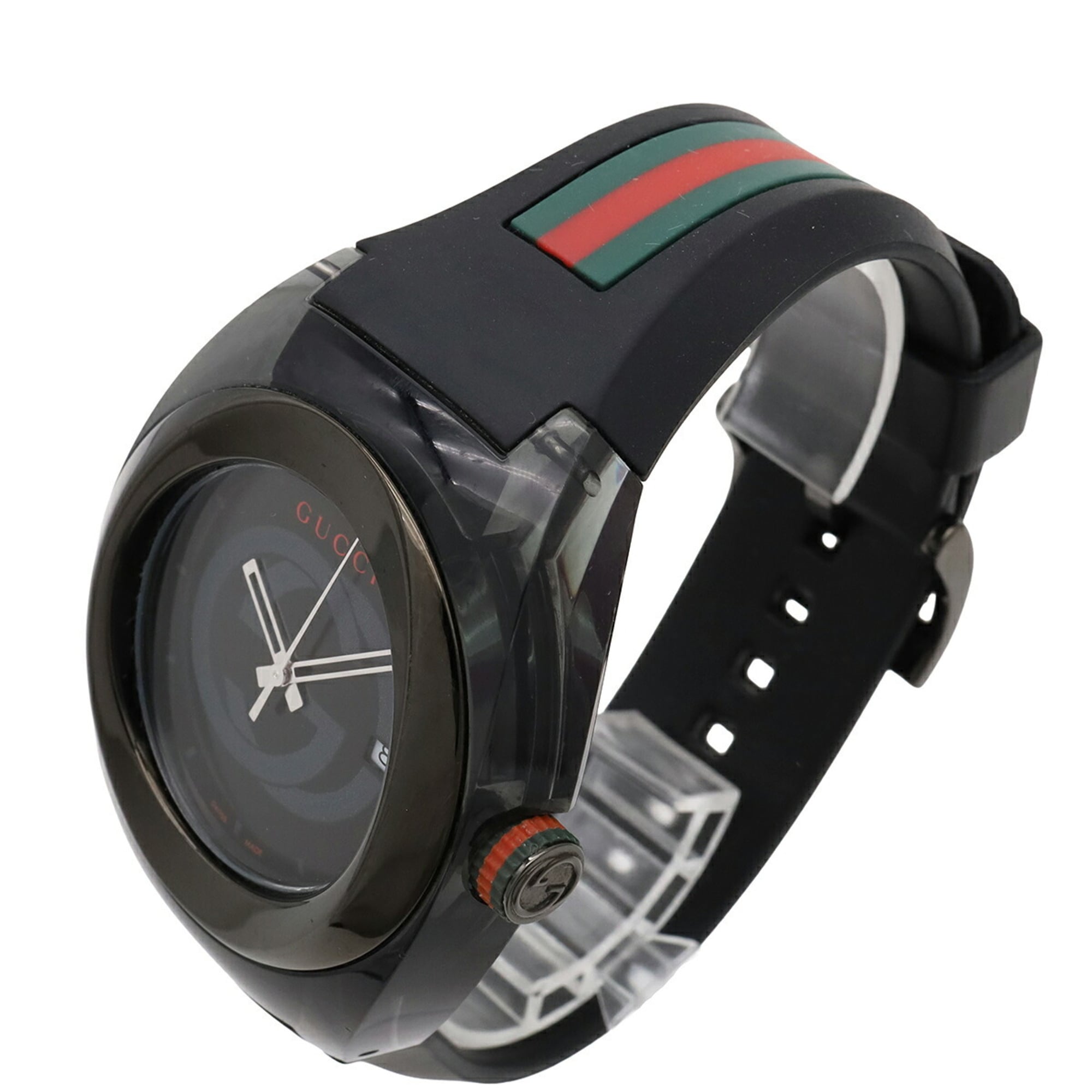GUCCI Sync Interlocking G Sherry Grey Dial Stainless Steel Rubber Men's Quartz Watch 137.1 YA137107A — Good