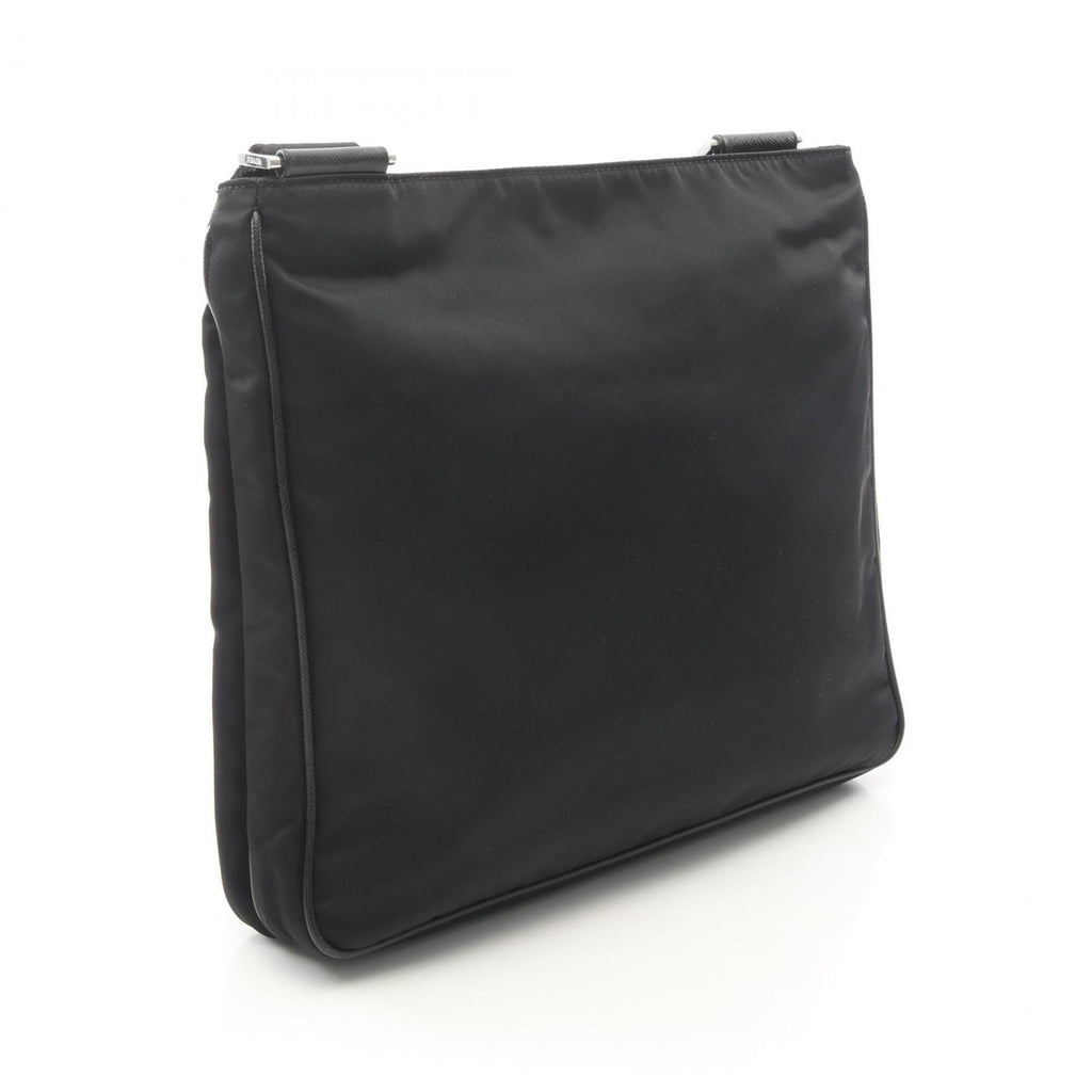 Prada TESSUTO SAFFI Shoulder Bag in Nylon and Saffiano Leather, Black