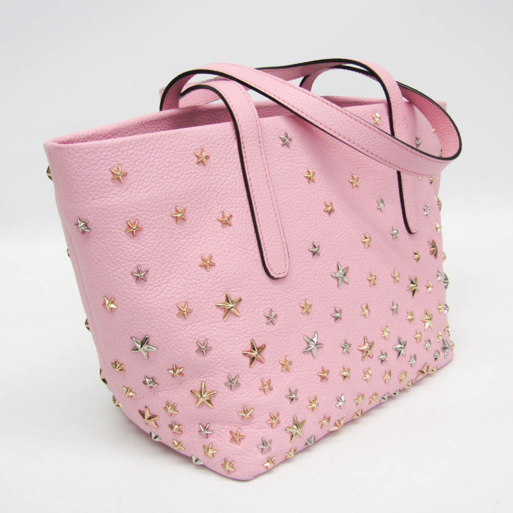 Jimmy Choo Sophia Small Men,Women Leather Studded Tote Bag Pink — Like New