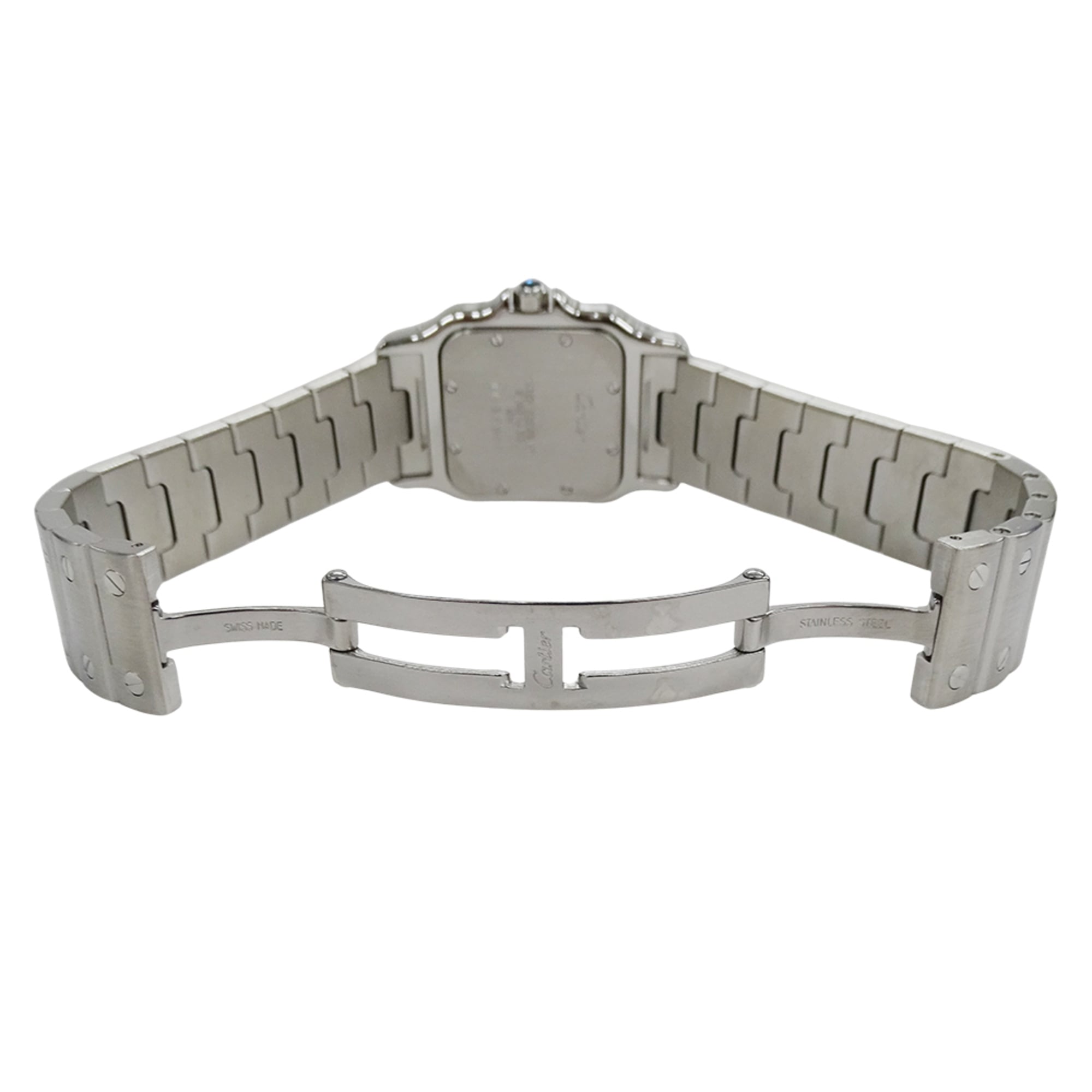 Cartier men's watch, Santos Galbee LM, date, quartz movement, stainless steel (SS), W20018D6, silver/ivory, polished — Good