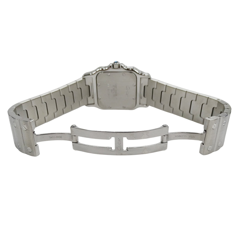 Cartier men's watch, Santos Galbee LM, date, quartz movement, stainless steel (SS), W20018D6, silver/ivory, polished — Good